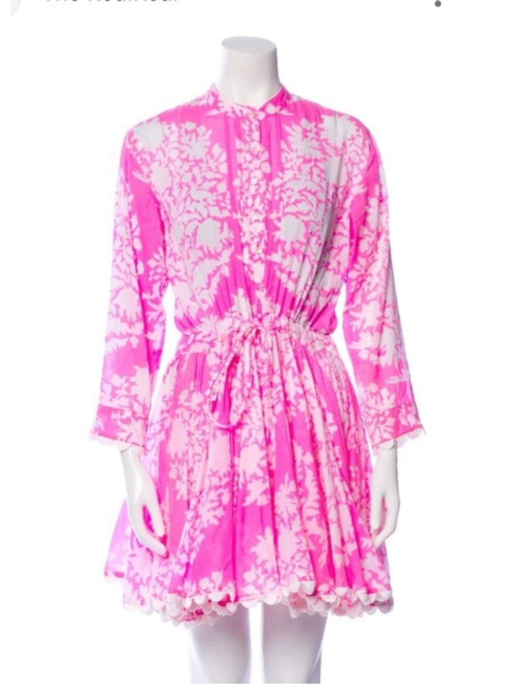 JULIET DUNN Sz 3 US 8/10-M Pink Floral Mini Dress Rick Rack Trim